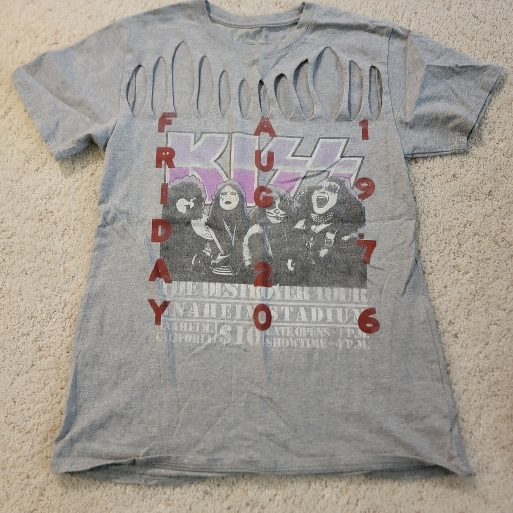 Women's Retro Kiss The Destroyer Tour Anaheim Stadium Concert Shirt Top Women S